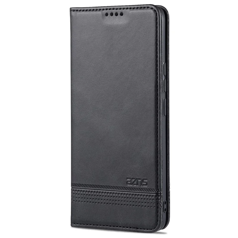 AZNS Auto-absorbed Magnetic Stand Wallet Case Leather Phone Shell for Realme 8/8 Pro - Black