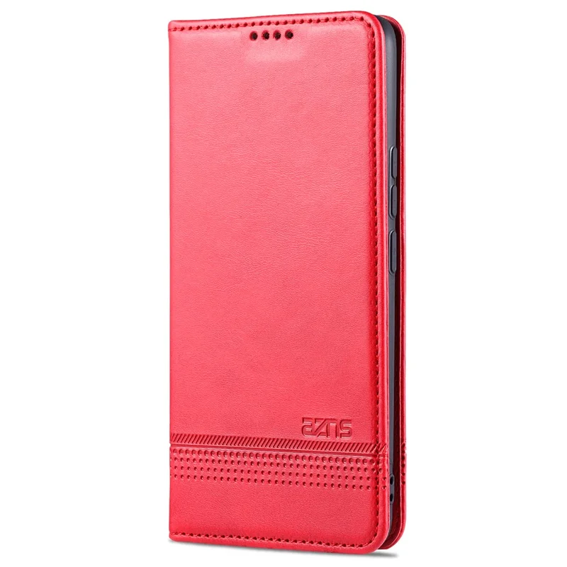 AZNS Auto-absorbed Magnetic Stand Wallet Case Leather Phone Shell for Realme 8/8 Pro - Red