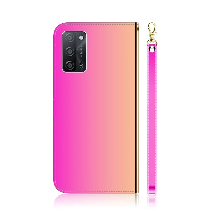 Зеркальный Кошелек на Поверхности Стоя на Кожа / Oppo A54 4G / Realme V11 5g - Роза
