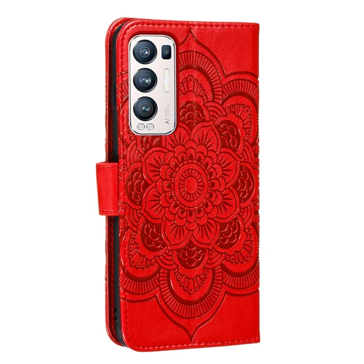 Impressum Mandala Flower Ständer Ledertasche Für Oppo Find X3 Neo / Oppo Reno5 Pro + 5g - Rot