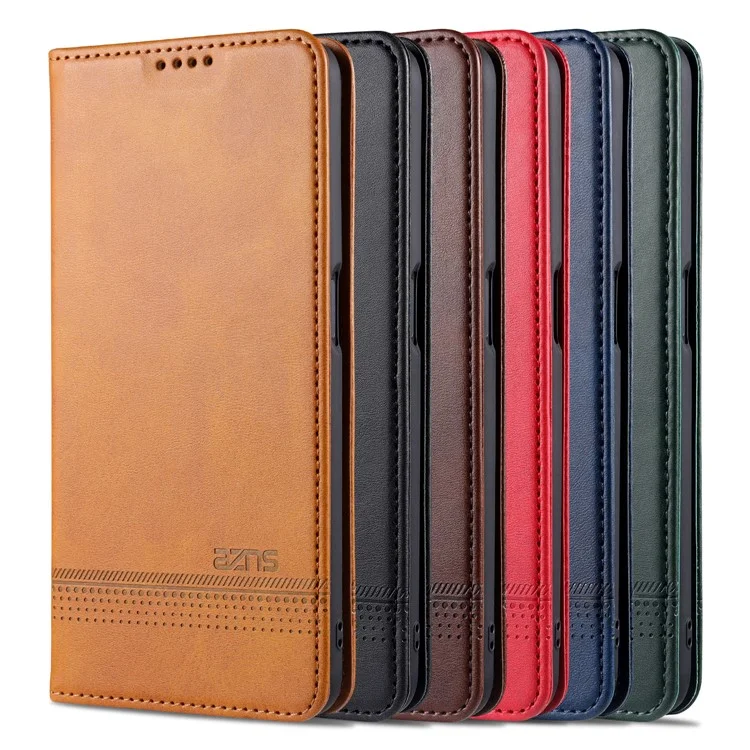 Funda de Cartera de Cuero Absorbida Automáticamente para Oppo A54 4G - Marrón