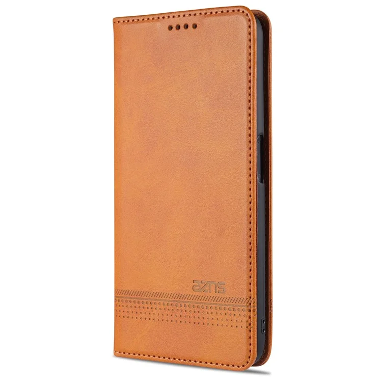 Funda de Cartera de Cuero Absorbida Automáticamente para Oppo A54 4G - Marrón