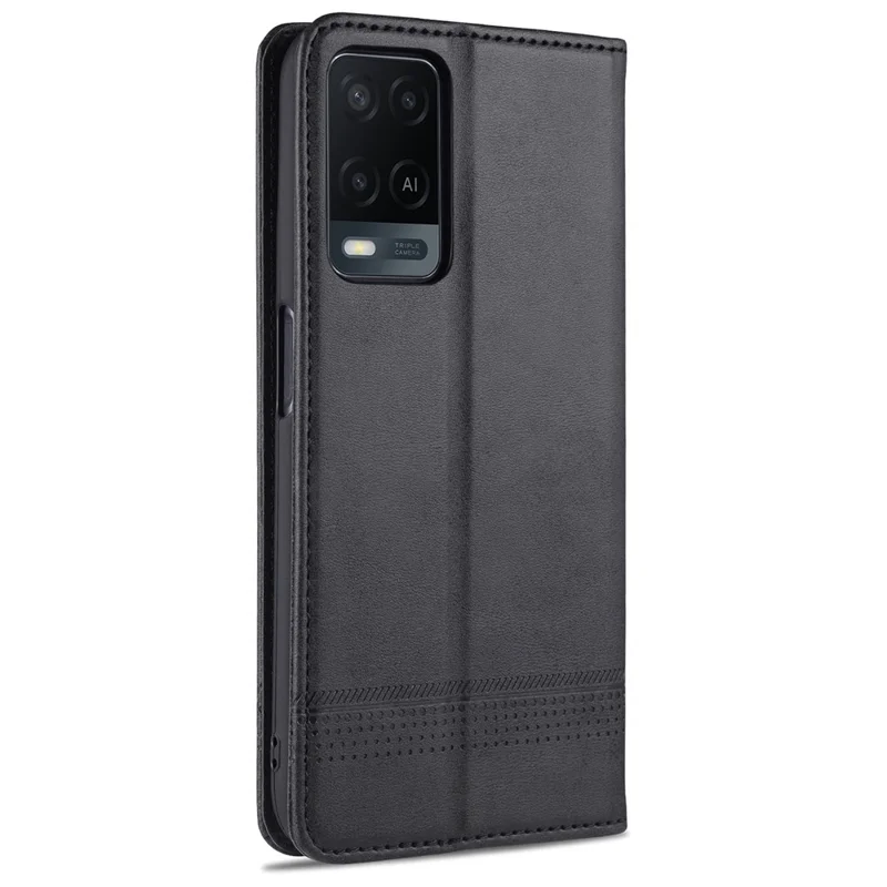 AZNS Auto-absorbed Leather Wallet Phone Case for Oppo A54 4G - Black