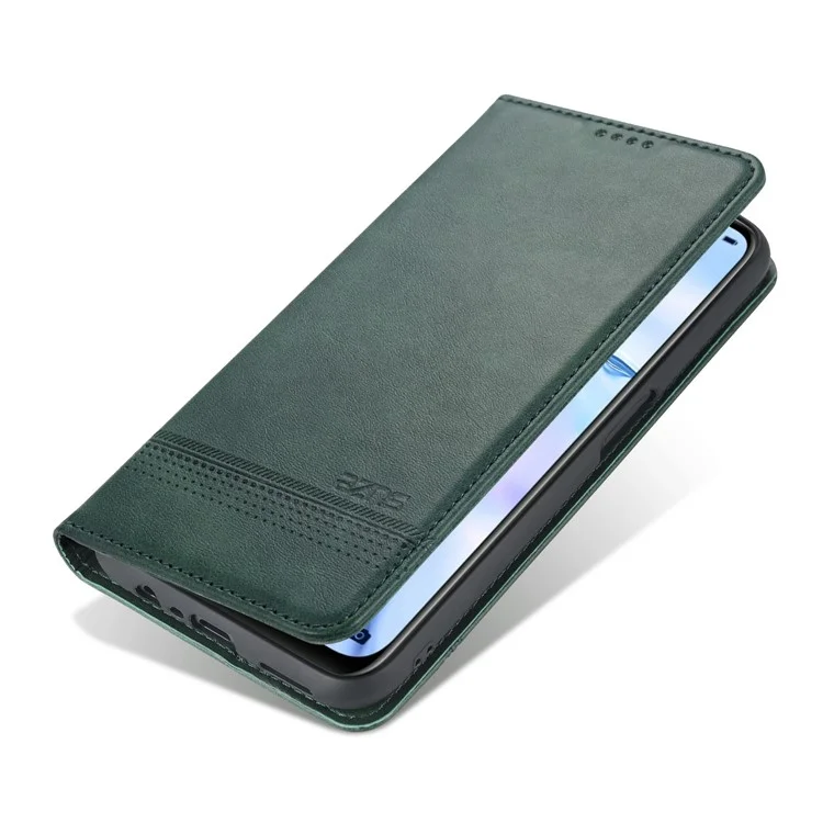 AZNS Auto-absorbed Leather Wallet Phone Case for Oppo A54 4G - Green