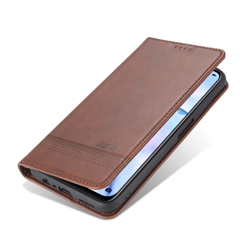 AZNS Auto-absorbed Leather Wallet Phone Case for Oppo A54 4G - Coffee