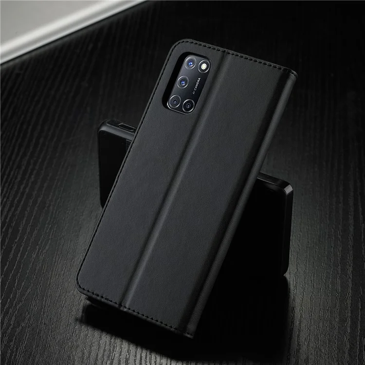 LC.IMEEKE Wallet Stand Leather Phone Casing Shell for Oppo A55 5G/A54 4G - Black