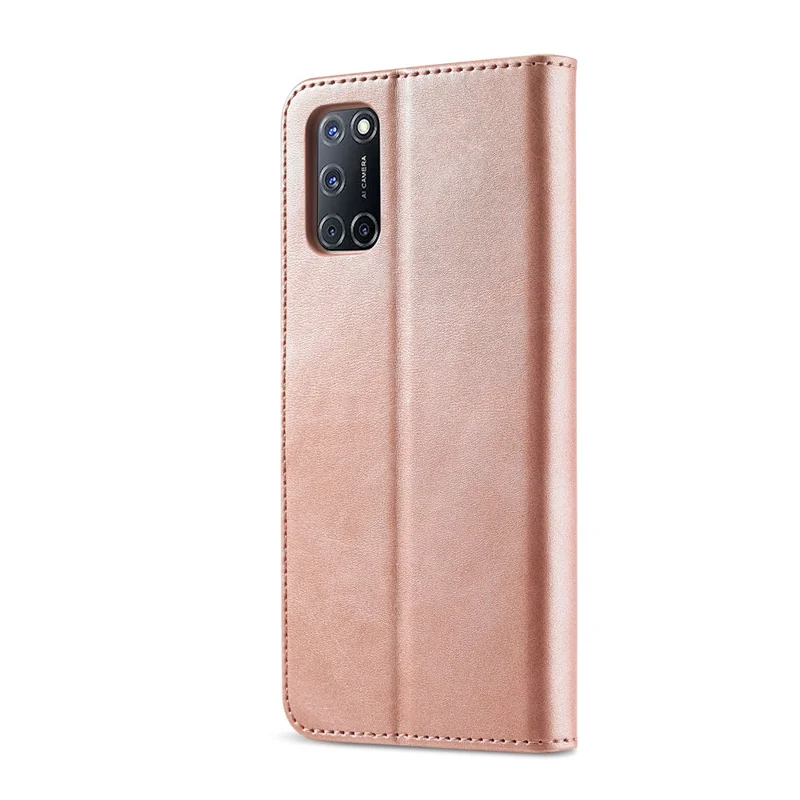 LC.IMEEKE Wallet Stand Leather Phone Casing Shell for Oppo A55 5G/A54 4G - Rose Gold