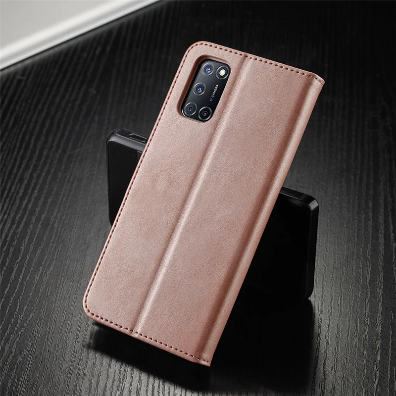 LC.IMEEKE Wallet Stand Leather Phone Casing Shell for Oppo A55 5G/A54 4G - Rose Gold