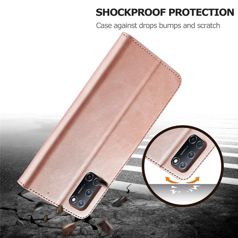 LC.IMEEKE Wallet Stand Leather Phone Casing Shell for Oppo A55 5G/A54 4G - Rose Gold