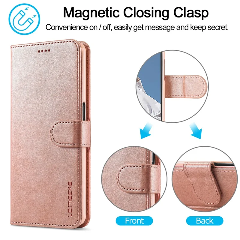 LC.IMEEKE Wallet Stand Leather Phone Casing Shell for Oppo A55 5G/A54 4G - Rose Gold