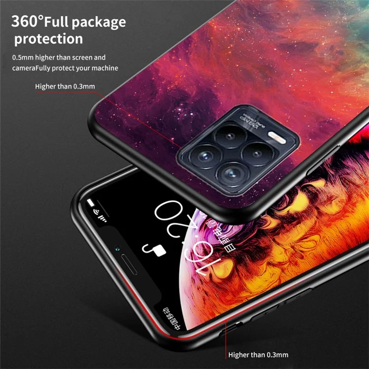 Sky Pattern Tempered Glass Protector Case for Realme 8/8 Pro - Purple Sky