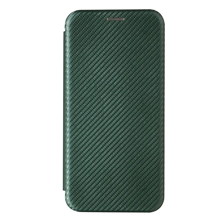 Auto-absorbed Carbon Fiber Leather Card Holder Case for Realme 8 5G/V13 5G/Narzo 30 5G/Q3i 5G/Q3 5G - Green