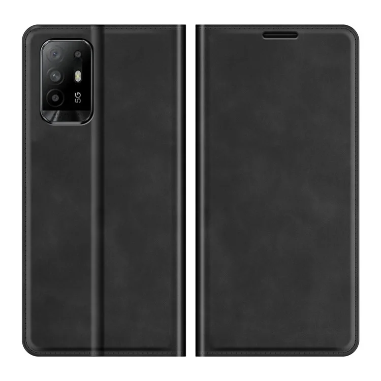 Custodia protettiva in pelle soft-touch con supporto a portafoglio per Oppo A94 5G - Nero