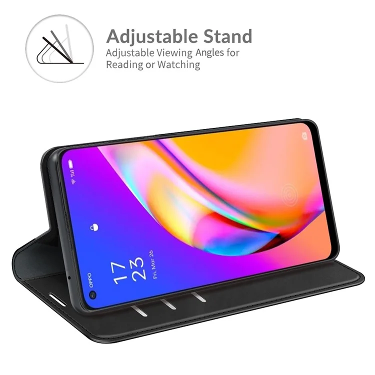 Custodia protettiva in pelle soft-touch con supporto a portafoglio per Oppo A94 5G - Nero