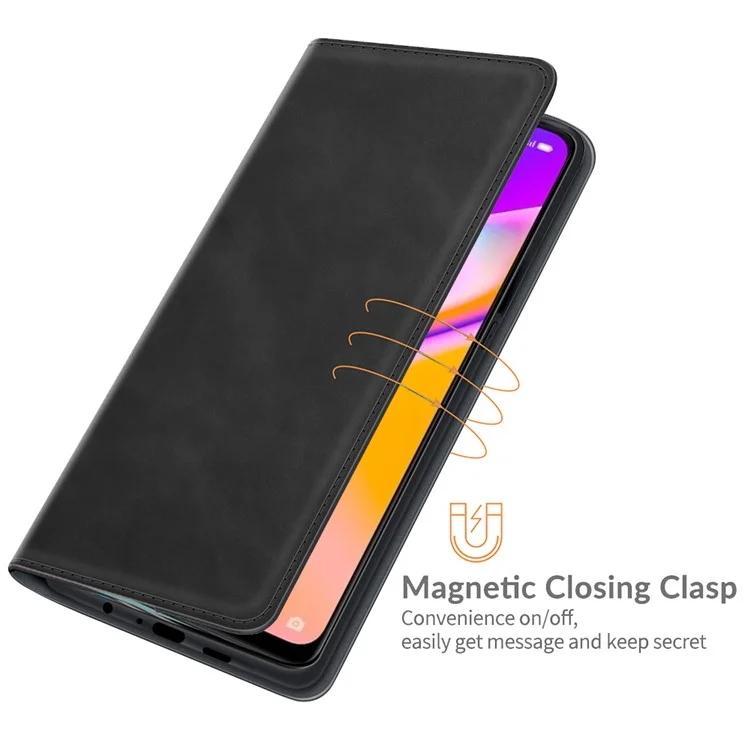 Custodia protettiva in pelle soft-touch con supporto a portafoglio per Oppo A94 5G - Nero