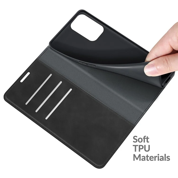 Custodia protettiva in pelle soft-touch con supporto a portafoglio per Oppo A94 5G - Nero