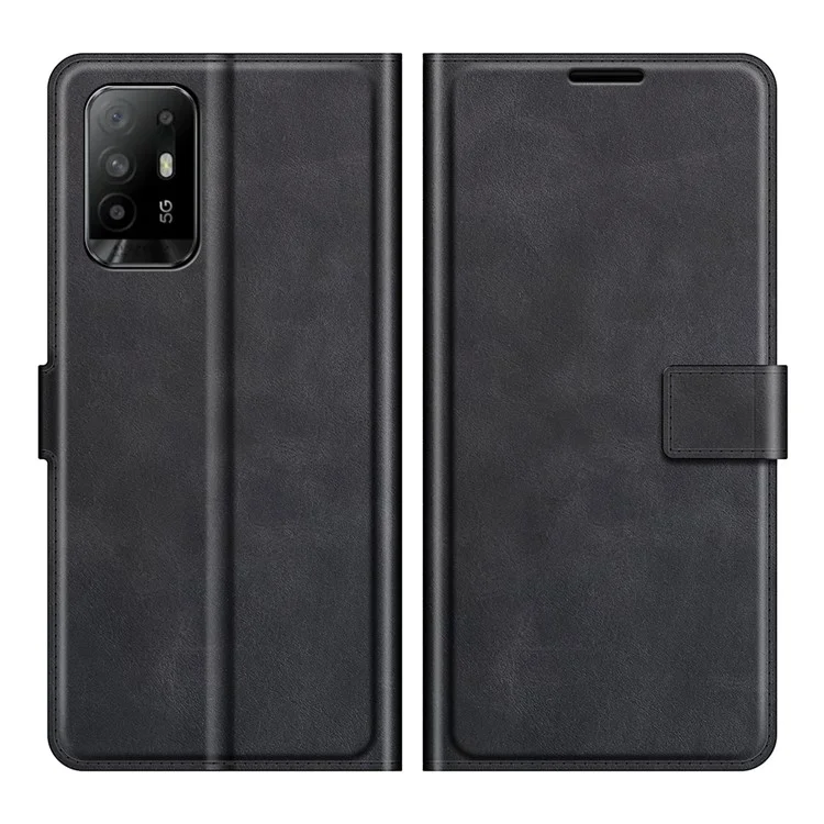 Magnetic Clasp Shockproof Phone Case Wallet Stand Flip Leather Cover for Oppo A94 5G - Black