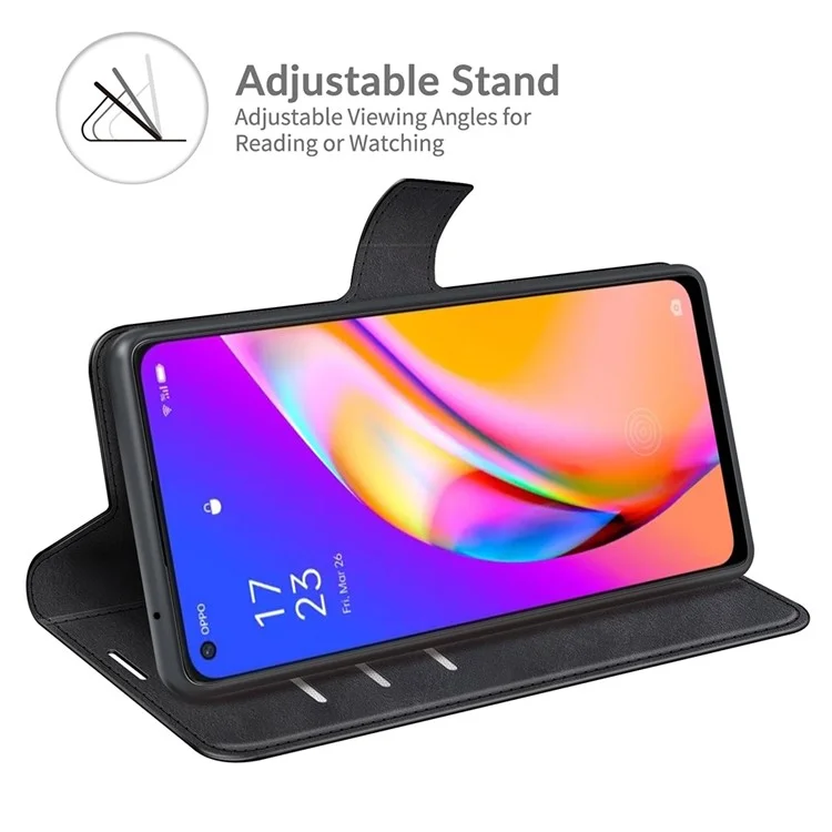 Magnetic Clasp Shockproof Phone Case Wallet Stand Flip Leather Cover for Oppo A94 5G - Black