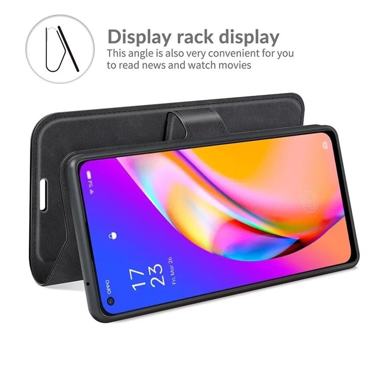 Magnetic Clasp Shockproof Phone Case Wallet Stand Flip Leather Cover for Oppo A94 5G - Black