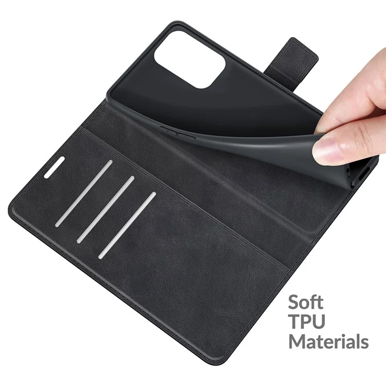 Magnetic Clasp Shockproof Phone Case Wallet Stand Flip Leather Cover for Oppo A94 5G - Black