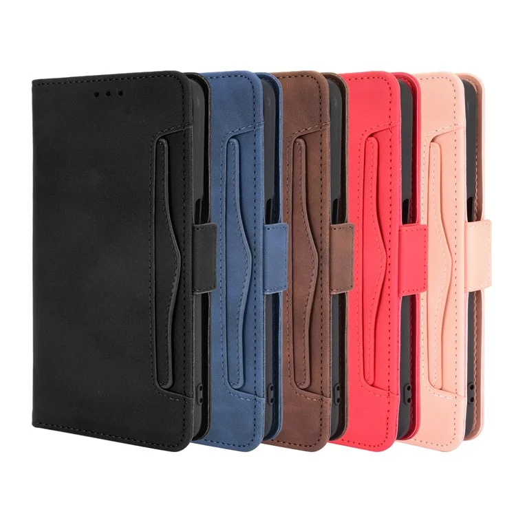 Múltiples Ranuras Para Tarjetas Diseño de la Billetera de la Billetera de Cuero Case Para Realme 8 5G/V13 5g/narzo 30 5G - Negro