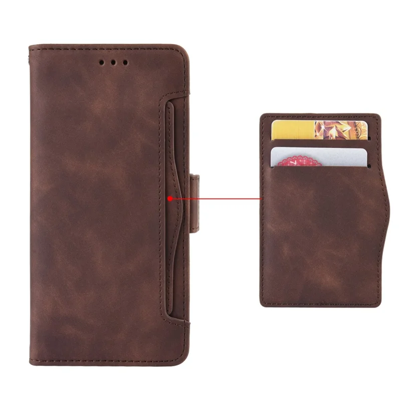Multiple Card Slots Design Wallet Stand Leather Phone Case for Realme 8 5G/V13 5G/Narzo 30 5G - Brown