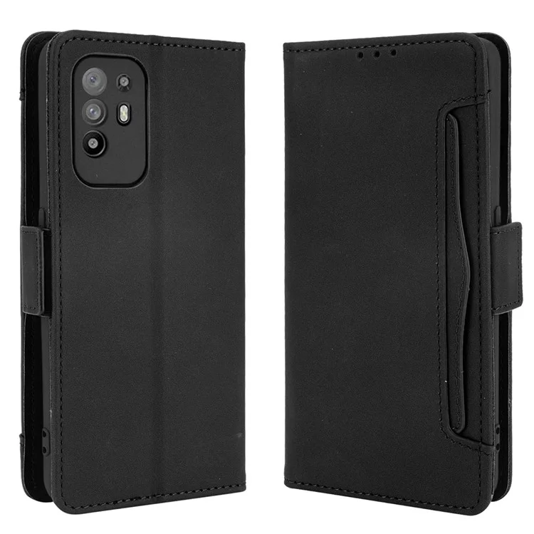 Leather Phone Wallet Design Stand Feature Protective Cover Case with Multiple Card Slots for Oppo A94 5G/Reno5 Z/F19 Pro+ 5G - Black