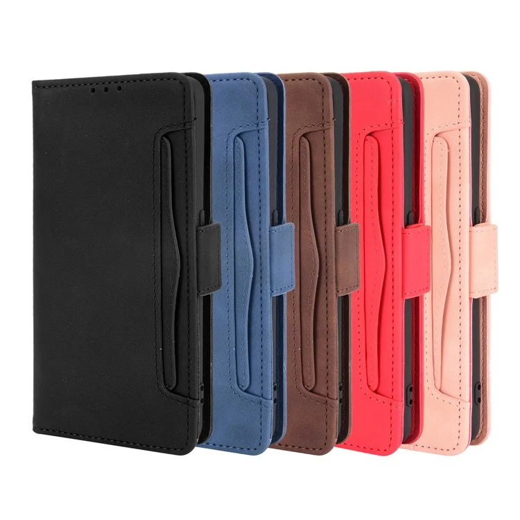 Leather Phone Wallet Design Stand Feature Protective Cover Case with Multiple Card Slots for Oppo A94 5G/Reno5 Z/F19 Pro+ 5G - Black