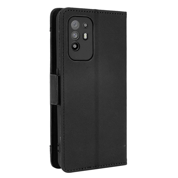 Leather Phone Wallet Design Stand Feature Protective Cover Case with Multiple Card Slots for Oppo A94 5G/Reno5 Z/F19 Pro+ 5G - Black