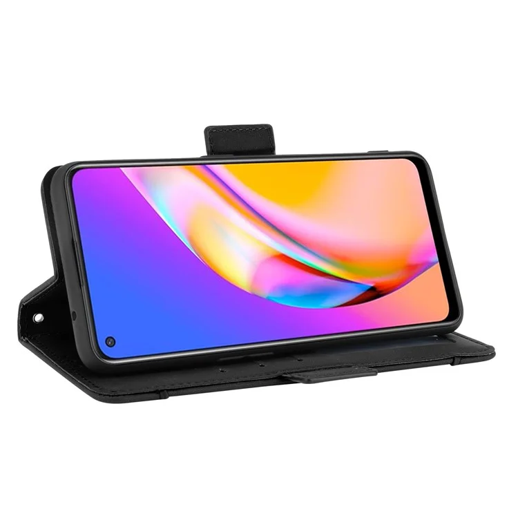 Leather Phone Wallet Design Stand Feature Protective Cover Case with Multiple Card Slots for Oppo A94 5G/Reno5 Z/F19 Pro+ 5G - Black