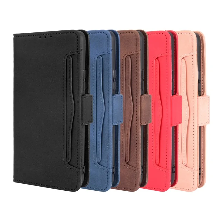Múltiples Tragamonedas de Tarjetas Teléfono de Cuero Funda de la Billetera de la Billetera Realme 8 4G/8 Pro 4G - Negro