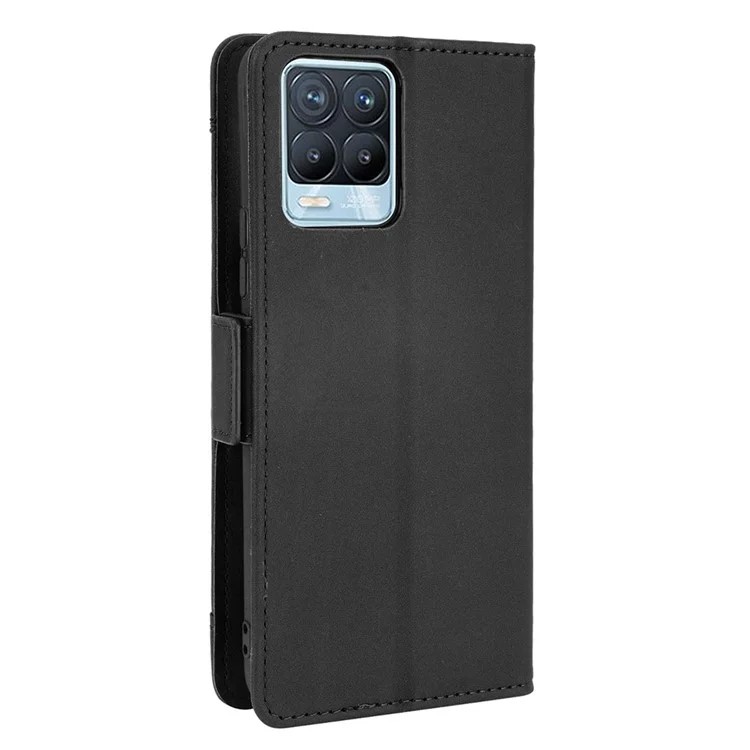 Multiple Card Slots Design Leather Phone Case Cover Wallet Stand for Realme 8 4G/8 Pro 4G - Black