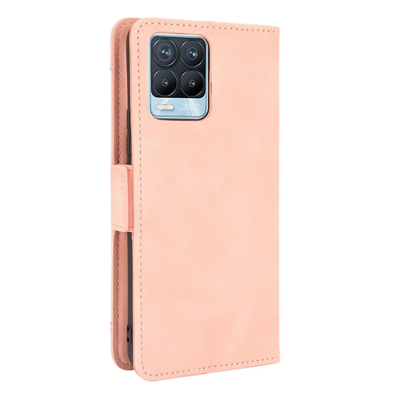 Multiple Card Slots Design Leather Phone Case Cover Wallet Stand for Realme 8 4G/8 Pro 4G - Pink