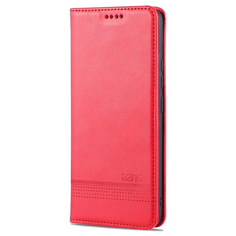 AZNS Stand Wallet Case Auto-absorbed Magnetic Leather Phone Shell for Realme C12/C15/C25/Narzo 30A - Red