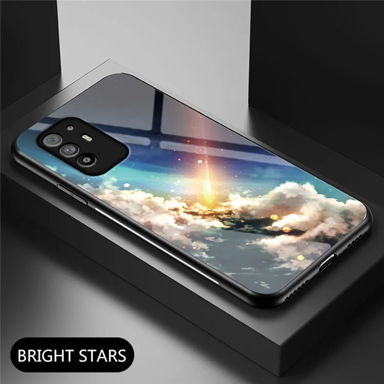 Starry Sky Pattern Anti-Scratch Tempered Glass Well-Protected Phone Hybrid Case Cover for Oppo A94 5G/Reno5 Z/F19 Pro+ 5G - Meteor