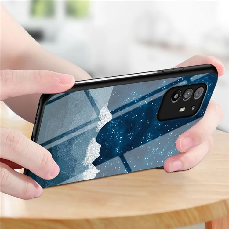 Starry Sky Pattern Anti-Scratch Tempered Glass Well-Protected Phone Hybrid Case Cover for Oppo A94 5G/Reno5 Z/F19 Pro+ 5G - Meteor