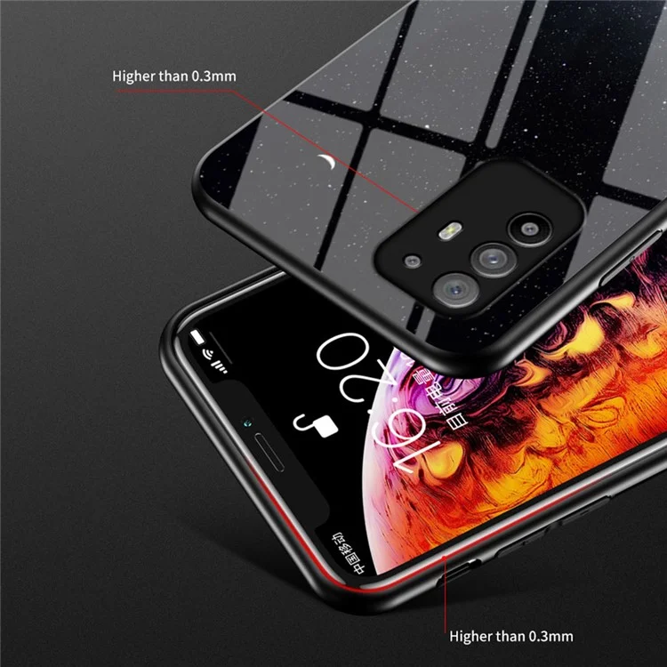 Starry Sky Pattern Anti-Scratch Tempered Glass Well-Protected Phone Hybrid Case Cover for Oppo A94 5G/Reno5 Z/F19 Pro+ 5G - Meteor