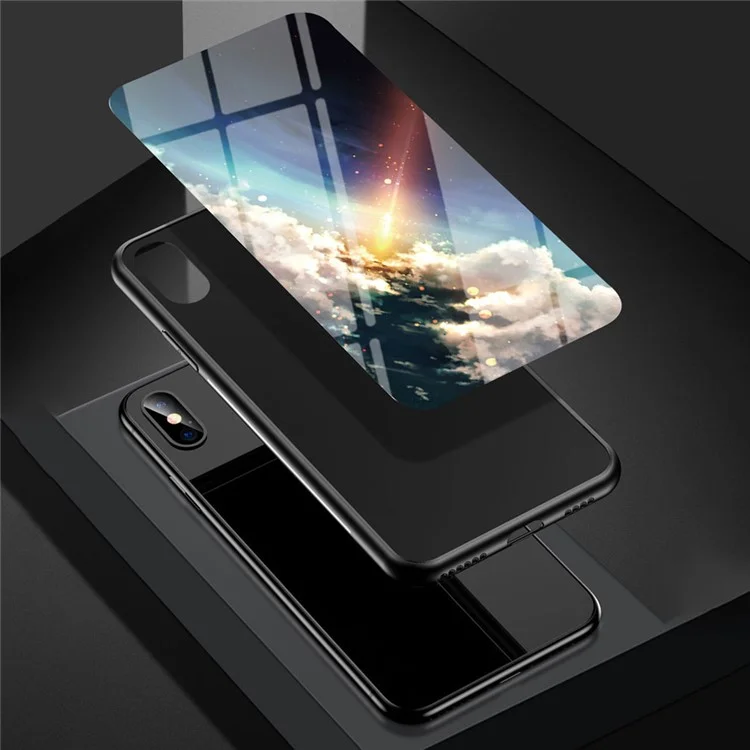 Starry Sky Pattern Anti-Scratch Tempered Glass Well-Protected Phone Hybrid Case Cover for Oppo A94 5G/Reno5 Z/F19 Pro+ 5G - Meteor