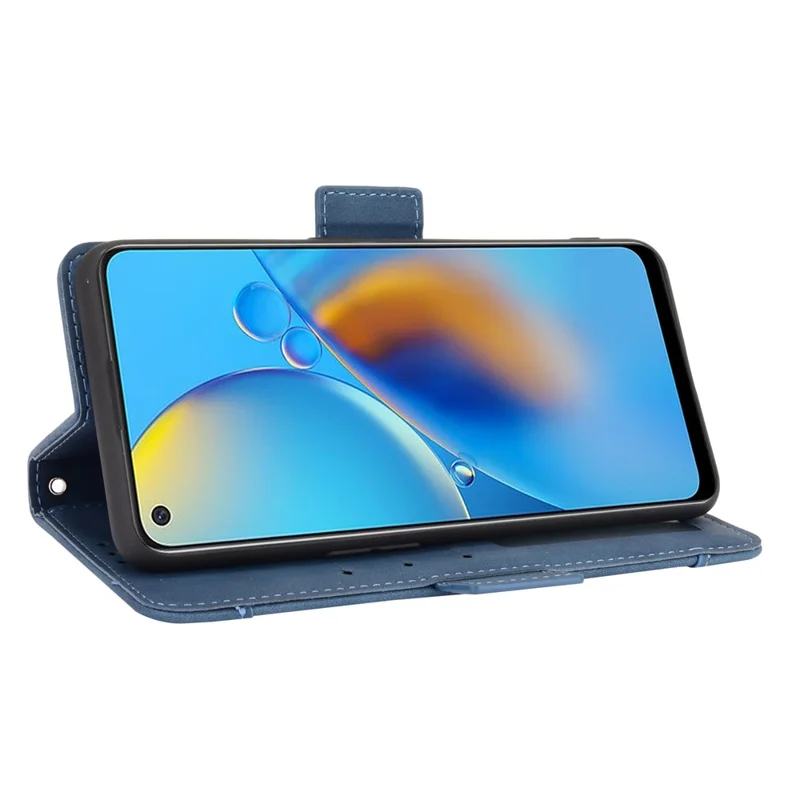 Portafoglio in pelle con più slot per carte di credito per Oppo A74 4G/F19 - Blu