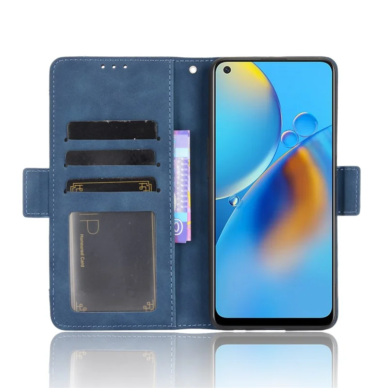 Portafoglio in pelle con più slot per carte di credito per Oppo A74 4G/F19 - Blu