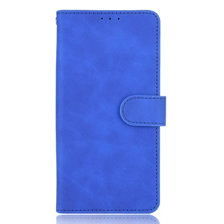 Tocada na Pele Sentir a Carteira de Couro Flip Capa Protetora de Casca de Proteção Para Oppo F19/a74 4g - Azul