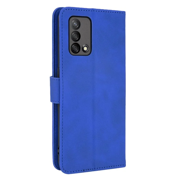 Tocada na Pele Sentir a Carteira de Couro Flip Capa Protetora de Casca de Proteção Para Oppo F19/a74 4g - Azul