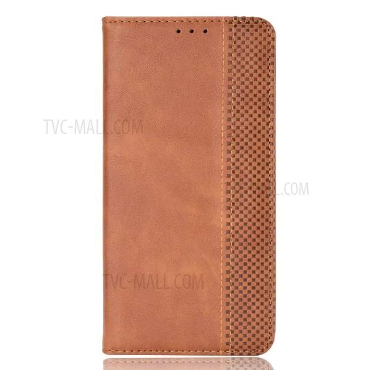 Funda de cartera de piel con cierre magnético de estilo vintage para Oppo A55 5G/A53s 5G - Marrón