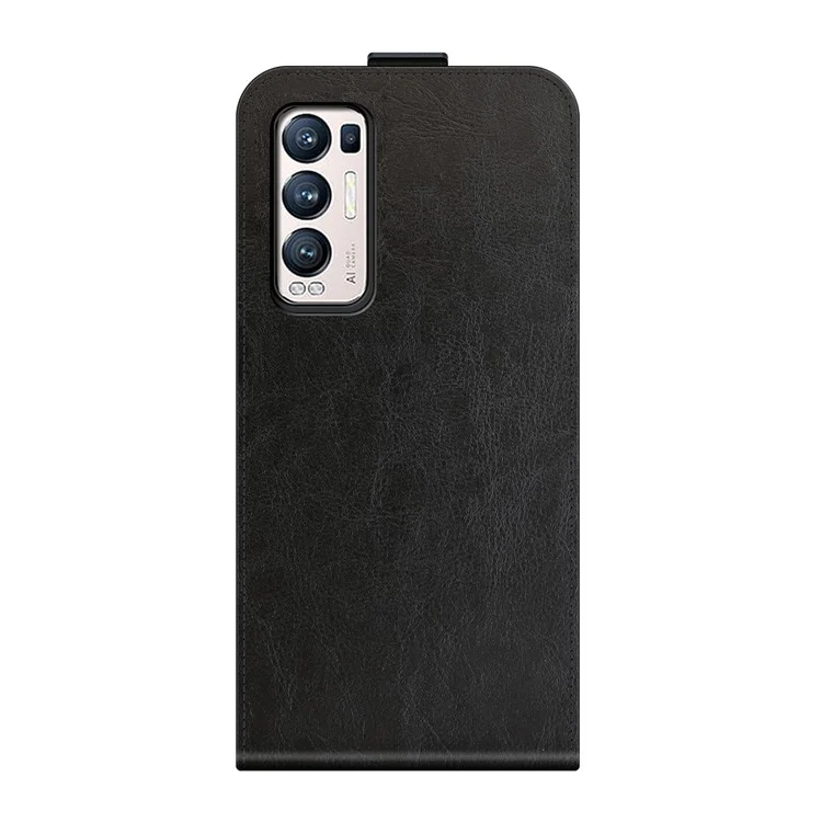 Для Oppo Reno5 Pro+ 5G / Find X3 Neo Вертикальный Флип-Чехол для Телефона Crazy Horse Texture PU Кожаный Чехол с Держателем Для Карты - Черный