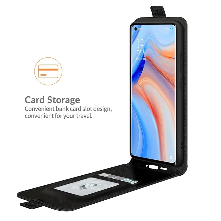 Для Oppo Reno5 Pro+ 5G / Find X3 Neo Вертикальный Флип-Чехол для Телефона Crazy Horse Texture PU Кожаный Чехол с Держателем Для Карты - Черный