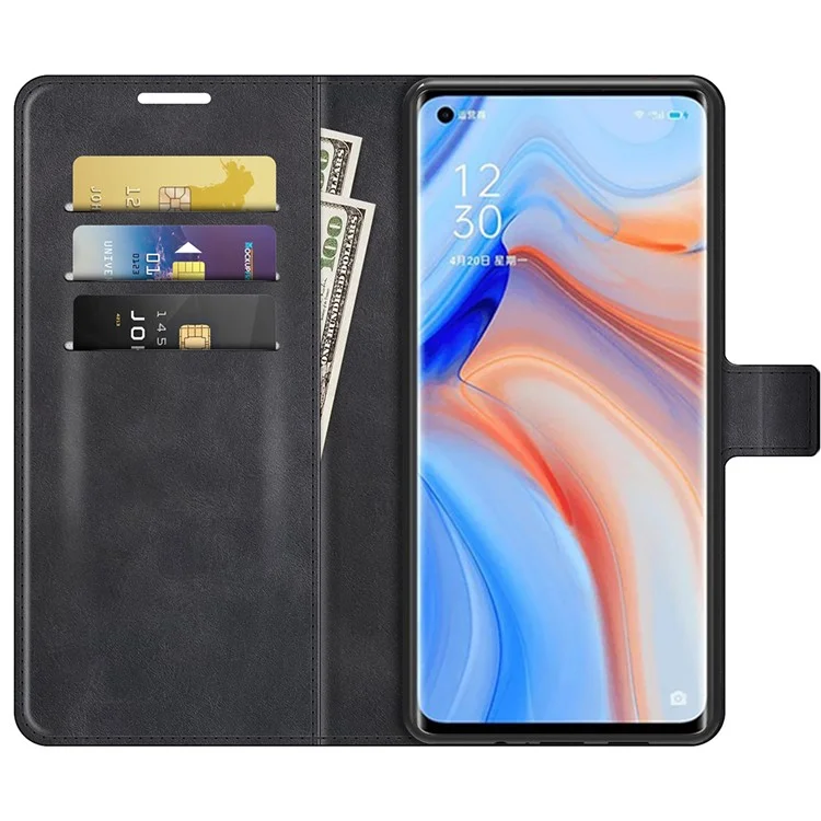 Brieftasche Lederstand Hülle Für Oppo Reno5 Pro Plus 5G/Find X3 Neo - Schwarz