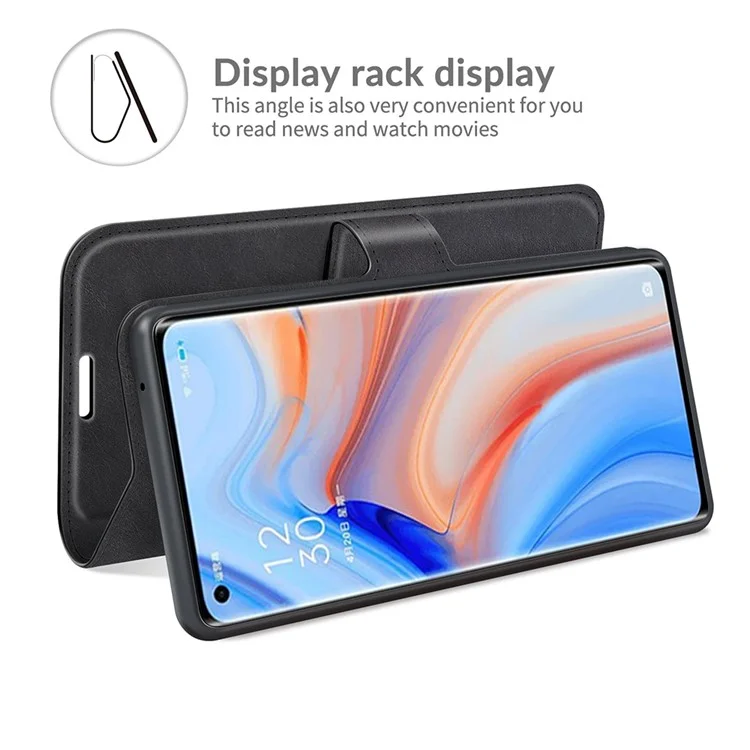 Brieftasche Lederstand Hülle Für Oppo Reno5 Pro Plus 5G/Find X3 Neo - Schwarz