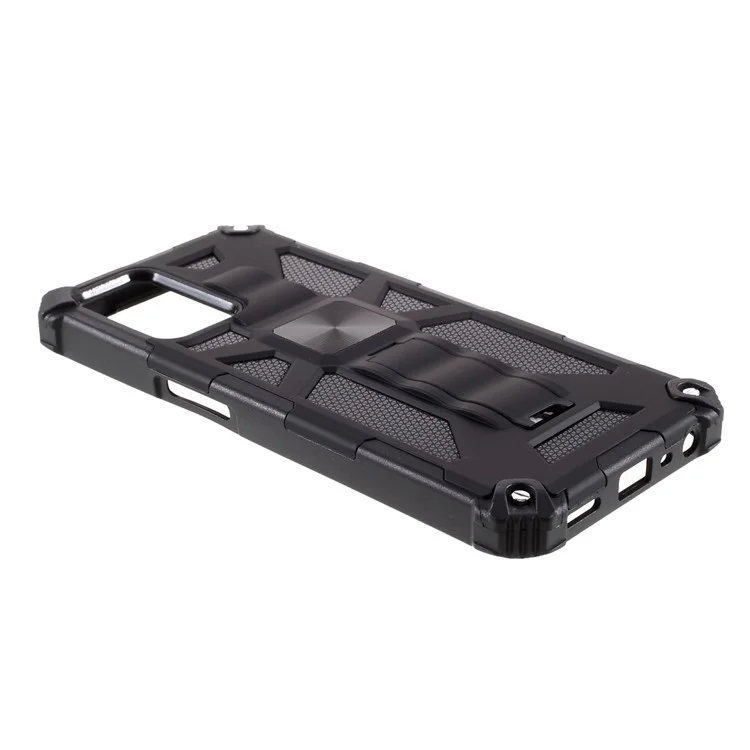 Funda de teléfono Armor PC TPU Combo a prueba de golpes con soporte y hoja de metal magnética para Oppo A54 4G / A55 5G / A16s / A16 - Negro