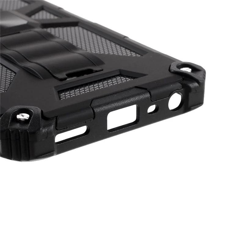 Funda de teléfono Armor PC TPU Combo a prueba de golpes con soporte y hoja de metal magnética para Oppo A54 4G / A55 5G / A16s / A16 - Negro