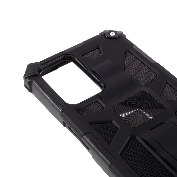 Funda de teléfono Armor PC TPU Combo a prueba de golpes con soporte y hoja de metal magnética para Oppo A54 4G / A55 5G / A16s / A16 - Negro